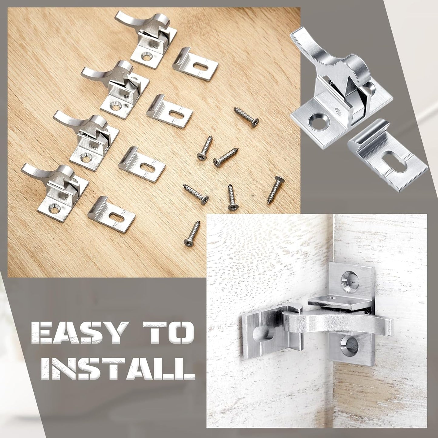 16 Pcs Brass Heavy Duty Cabinet Door Latch with Mounting Screws for Bedroom Bathroom Window Catch