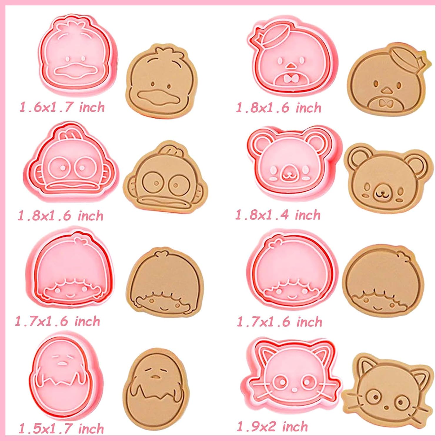 16-Piece Cute Cartoon Cookie Cutter Set for Kids - Mini Plastic Cutters and Stamps for Sandwiches, Fruit, and Pastries - Kawaii Baking Supplies