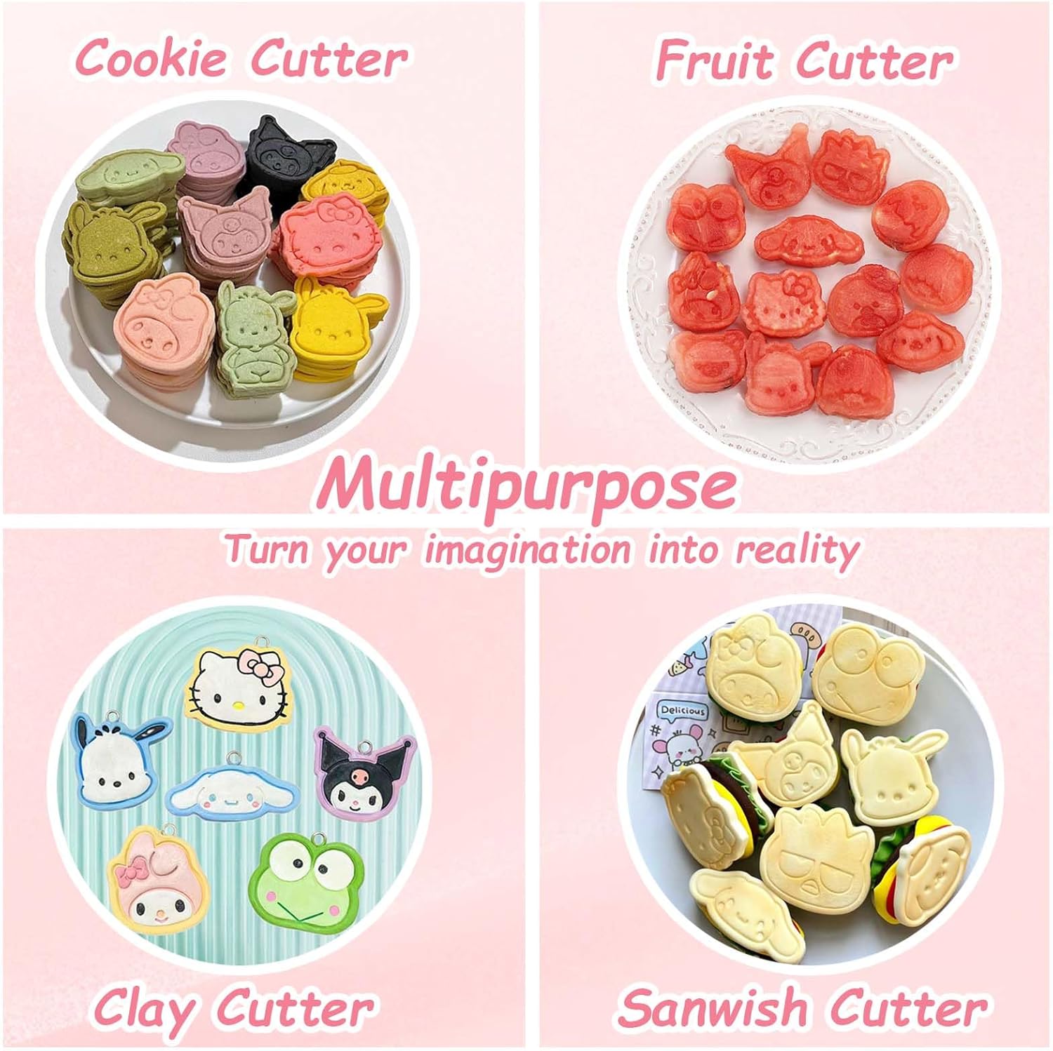 16-Piece Cute Cartoon Cookie Cutter Set for Kids - Mini Plastic Cutters and Stamps for Sandwiches, Fruit, and Pastries - Kawaii Baking Supplies