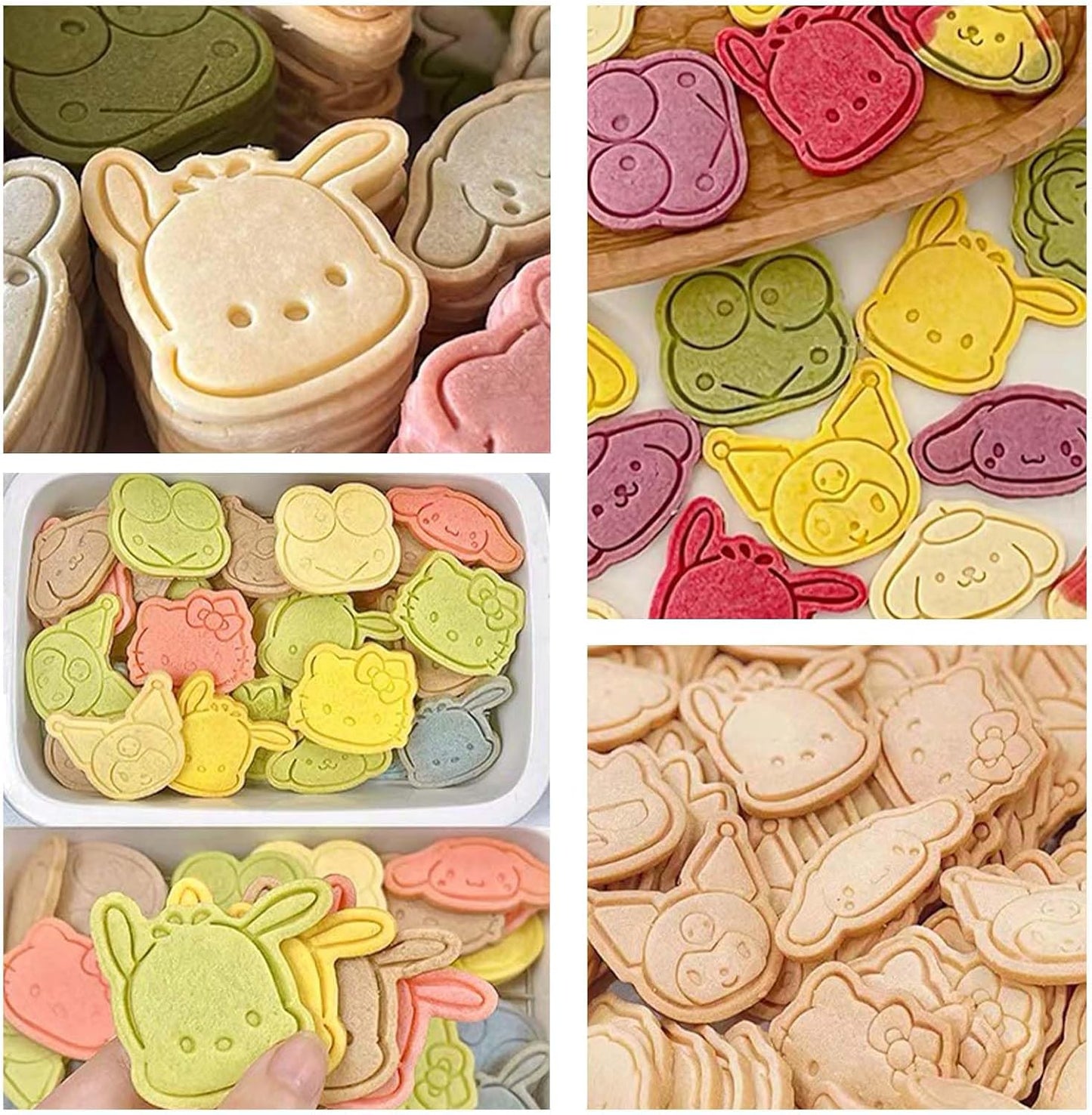 16-Piece Cute Cartoon Cookie Cutter Set for Kids - Mini Plastic Cutters and Stamps for Sandwiches, Fruit, and Pastries - Kawaii Baking Supplies