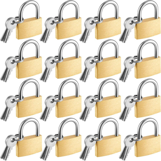 16-Piece Kenning Solid Brass Padlock Set with Keyed Alike Weatherproof Luggage Locks for Sheds, Storage Units, and Fences - WildKart
