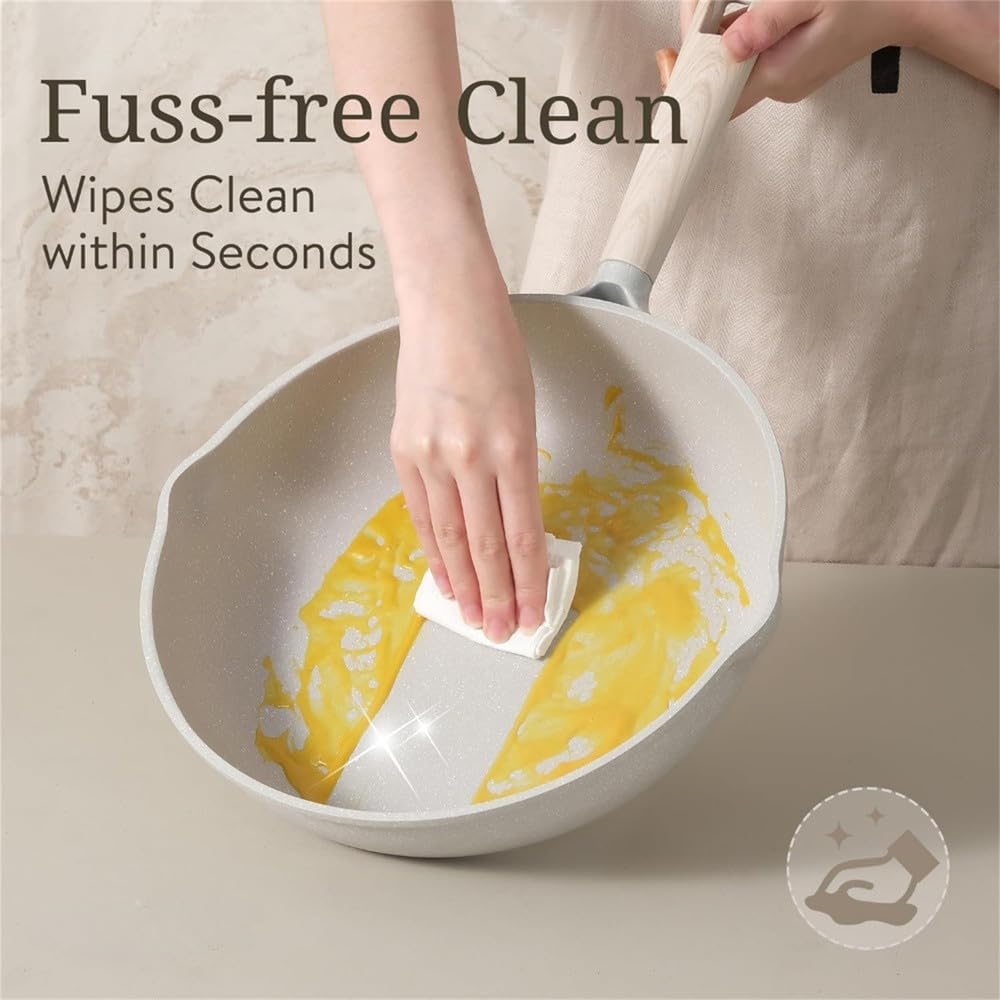 16 Piece Non-Stick Granite Pots and Pans Set - Large Capacity Kitchen Cookware Collection for Induction Cooktops