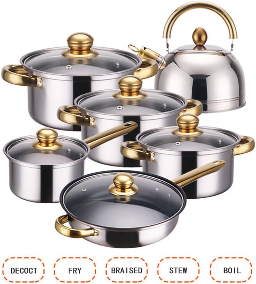 16-Piece Stainless Steel Cookware Set - Dishwasher & Oven Safe, Multi-Ply Full Clad Pots & Pans with Stay-Cool Handles by PHEZEN