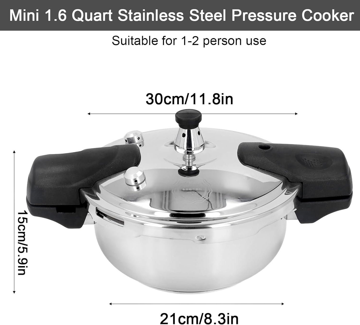 1.6 Quart Stainless Steel Pressure Cooker Safe for Gas Stove & Induction Cooker - Explosion Proof Mini Oyster Fish Head Pot