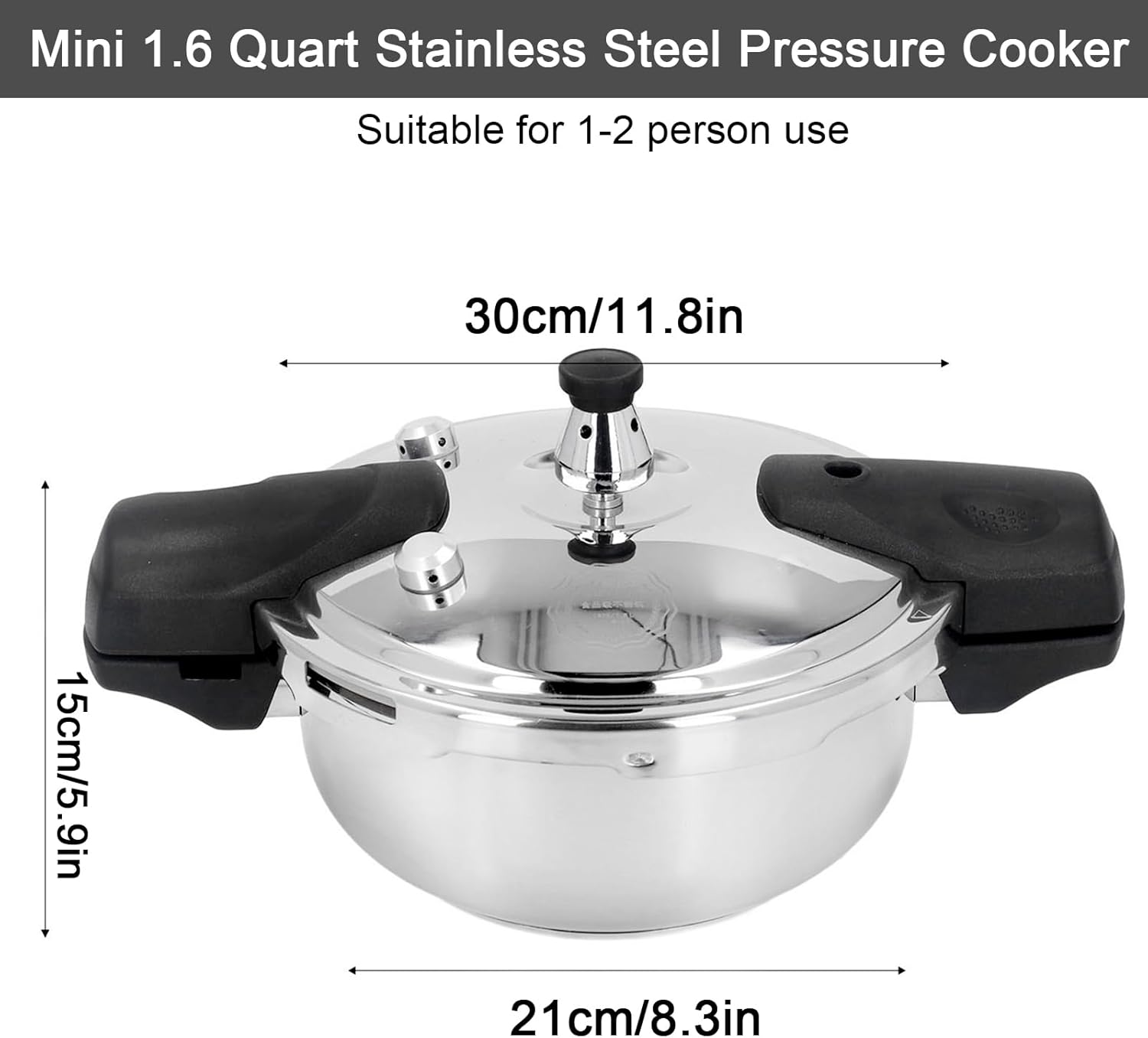1.6 Quart Stainless Steel Pressure Cooker Safe for Gas Stove & Induction Cooker - Explosion Proof Mini Oyster Fish Head Pot