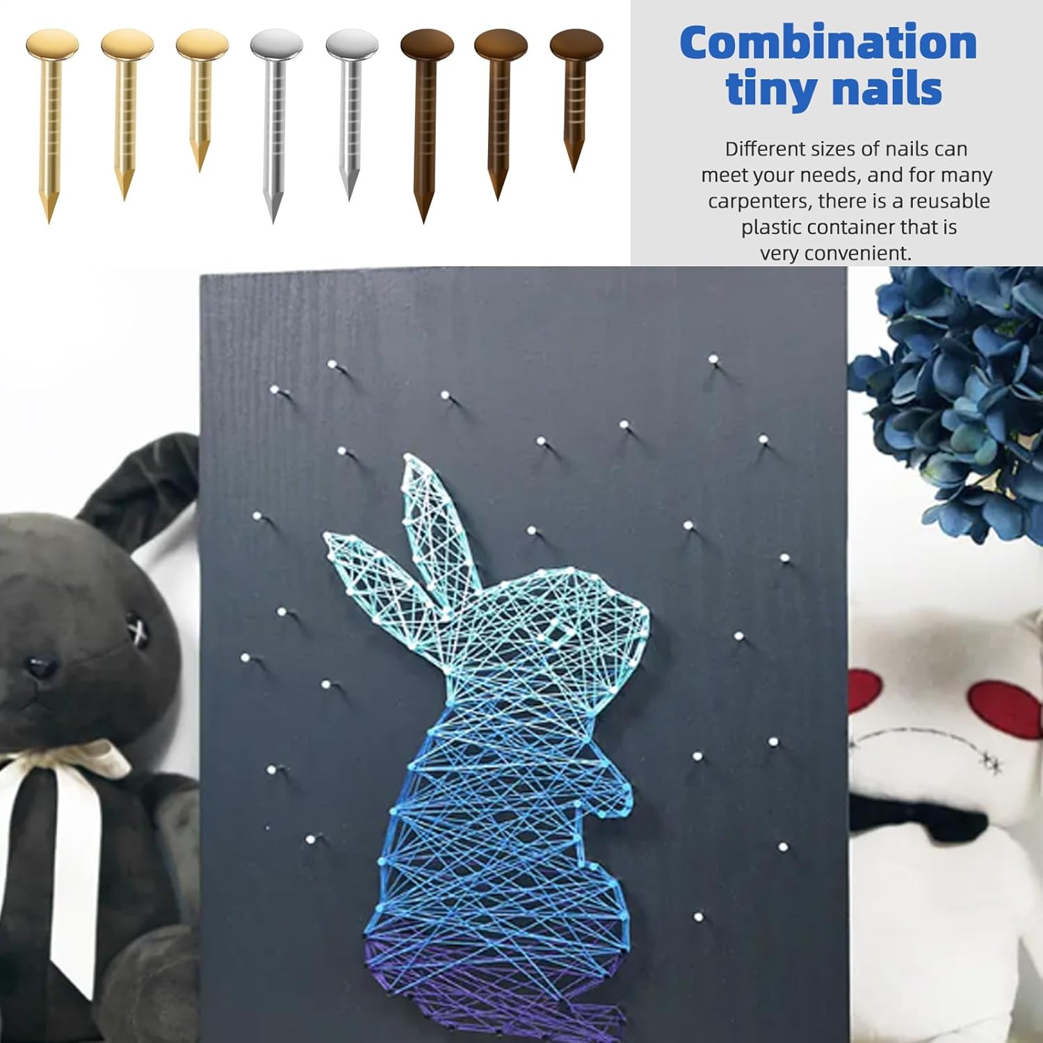 1600Pcs Small Tiny Nails Kit - Wooden, Screw, Gold, Silver, Bronze 1x6mm, 1x8mm, 1x10mm - DIY Hardware Accessories Installation