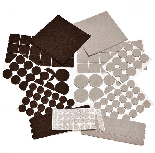 165 Piece Furniture Felt Pads Set - Self Adhesive Floor Protectors for Hardwood & Laminate Flooring with Noise Reduction Bumpers - Variety Sizes and Colors