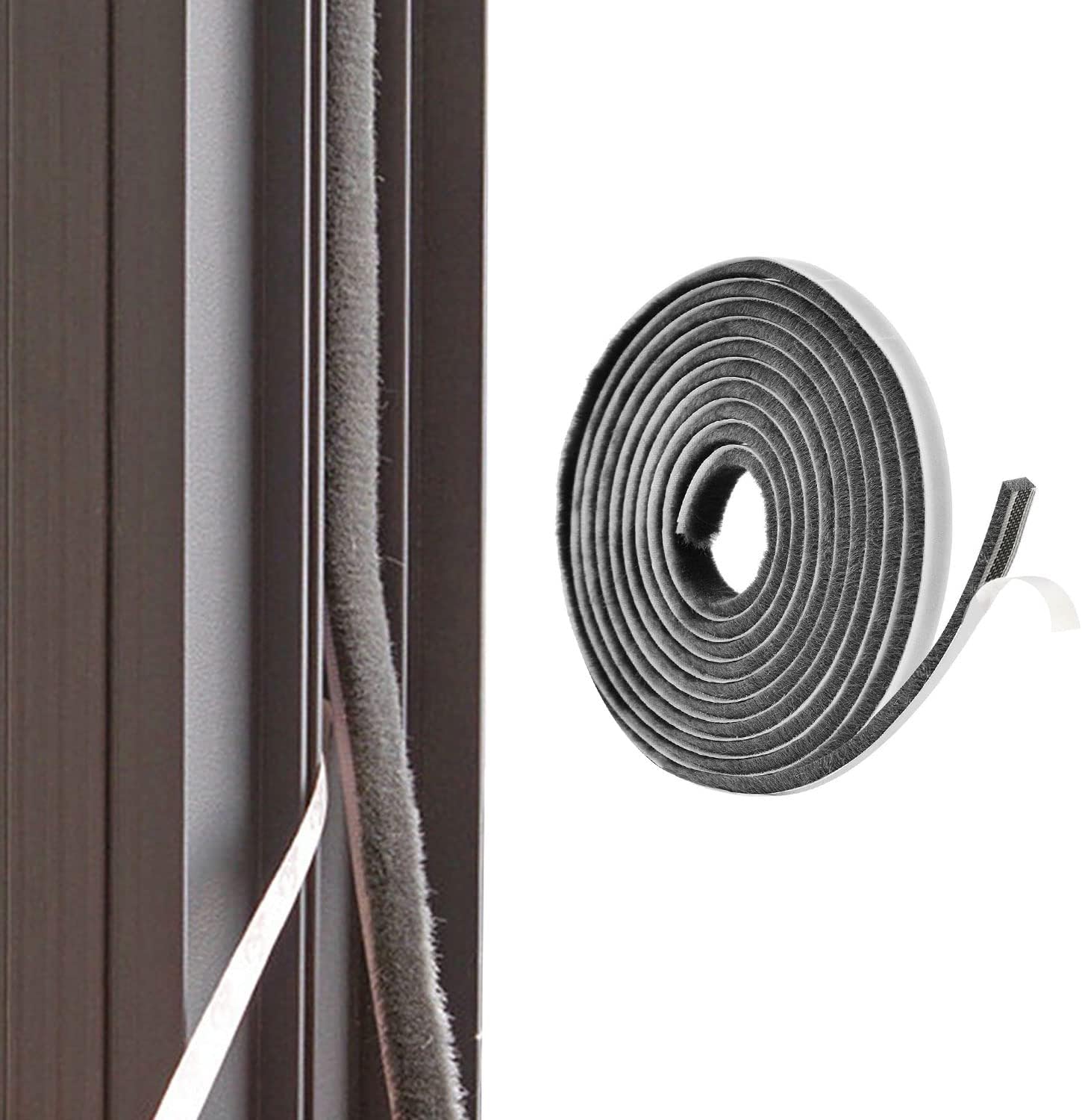 16.5FT Brush Weather Stripping for Sliding Windows/Glass Doors - Self Adhesive Seal Strip Draft Stoppers - 11/32" Wide X 3/16" Thick