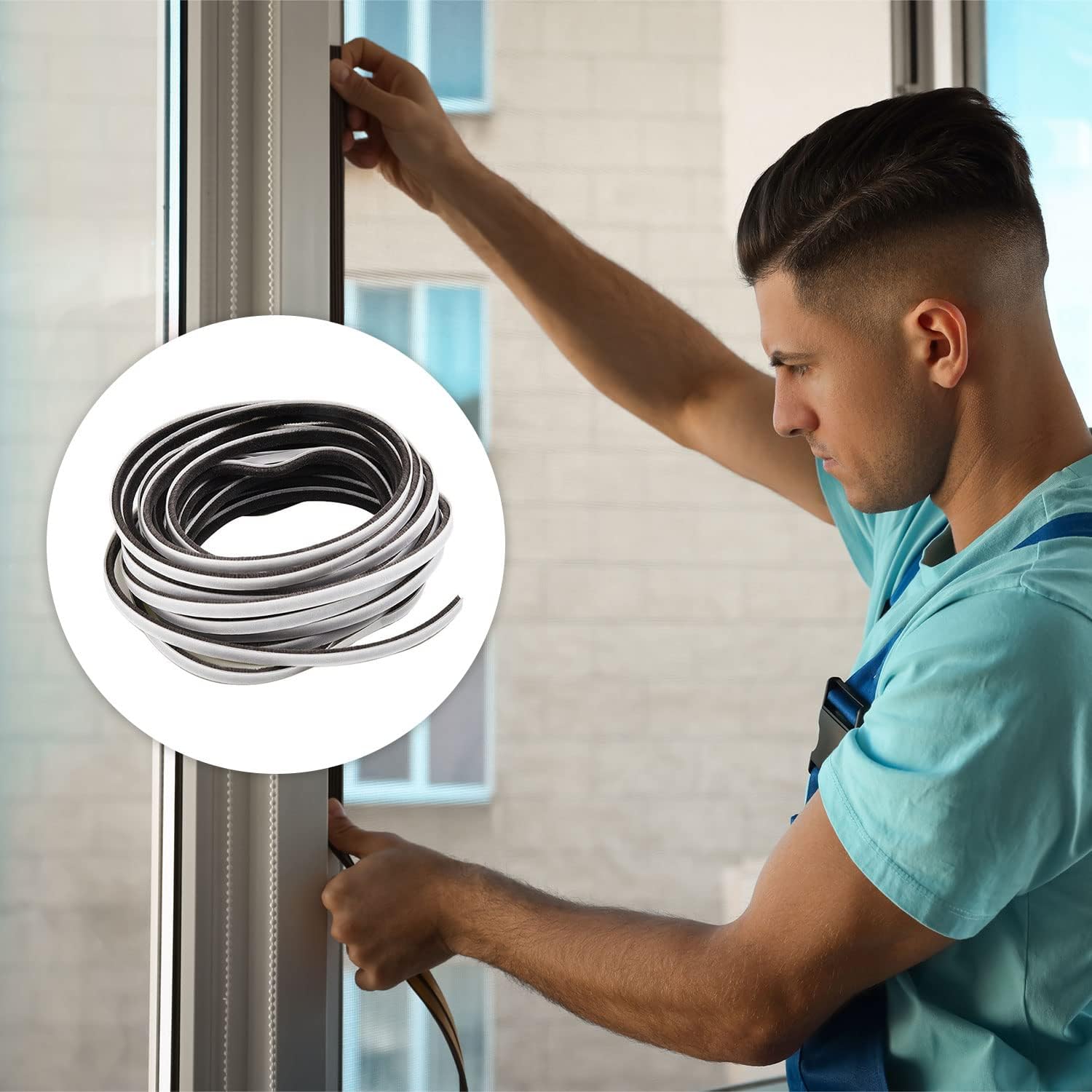 16.5FT Brush Weather Stripping for Sliding Windows/Glass Doors - Self Adhesive Seal Strip Draft Stoppers - 11/32" Wide X 3/16" Thick