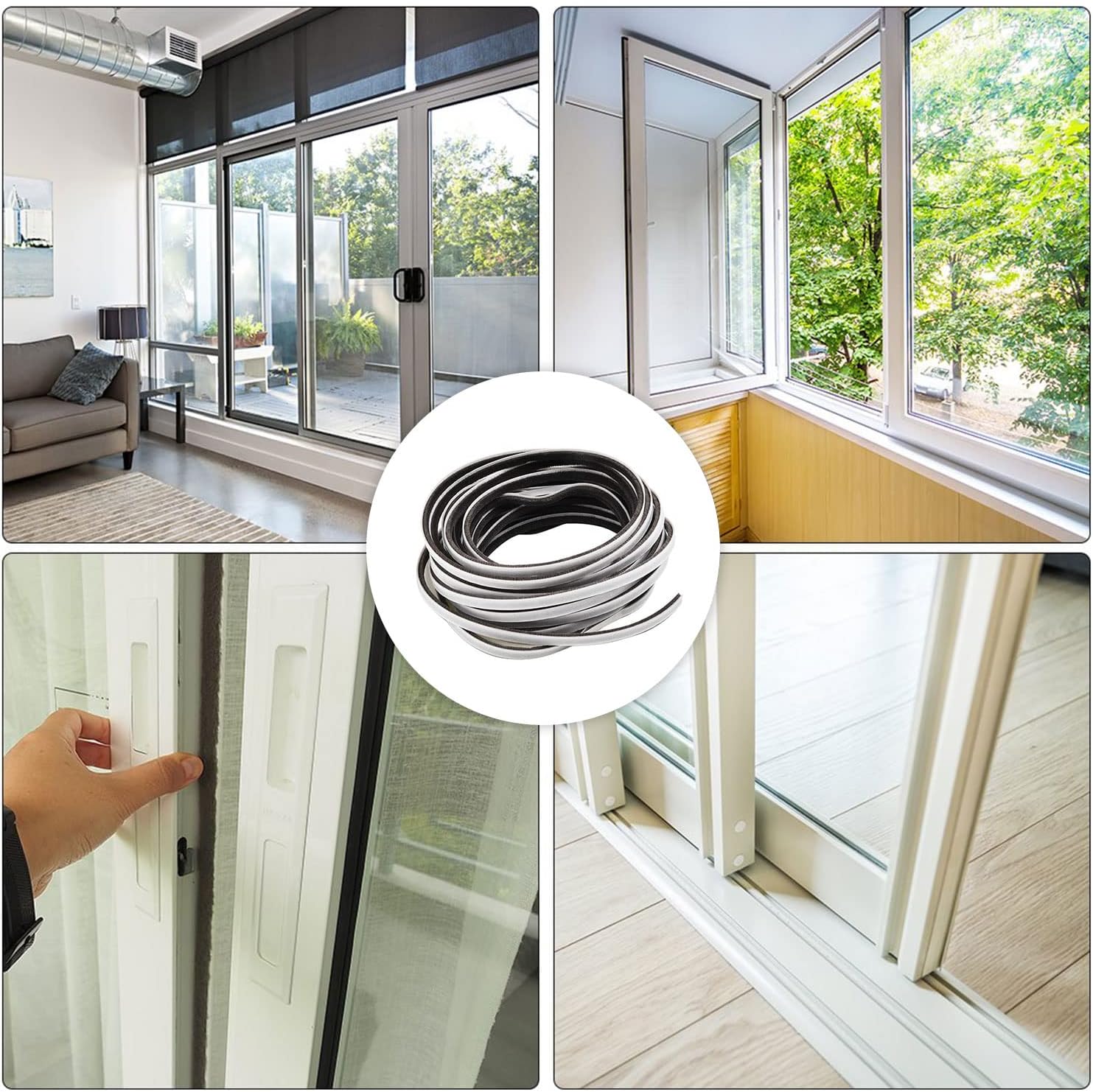 16.5FT Brush Weather Stripping for Sliding Windows/Glass Doors - Self Adhesive Seal Strip Draft Stoppers - 11/32" Wide X 3/16" Thick