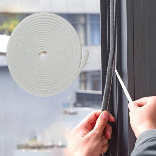16.5FT Self Adhesive Brush Weather Stripping Seal for Windows & Doors - Soundproof, Windproof, Dustproof - Strong Stickiness - 0.35'' Wide x 0.2'' Thick - White