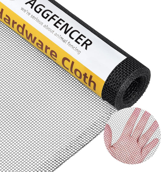 16in x 10ft Black PVC Coated Hardware Cloth Wire Mesh Roll - 1/8 inch, 27Ga Galvanized Metal Fencing for Garden Plants and Bees - WildKart