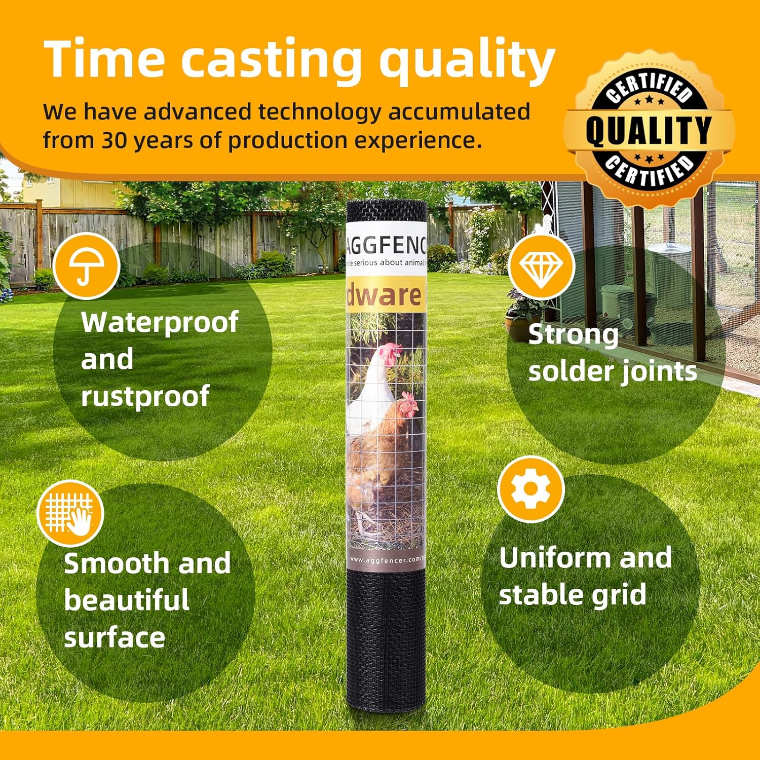 16in x 10ft Black PVC Coated Hardware Cloth Wire Mesh Roll - 1/8 inch, 27Ga Galvanized Metal Fencing for Garden Plants and Bees - WildKart