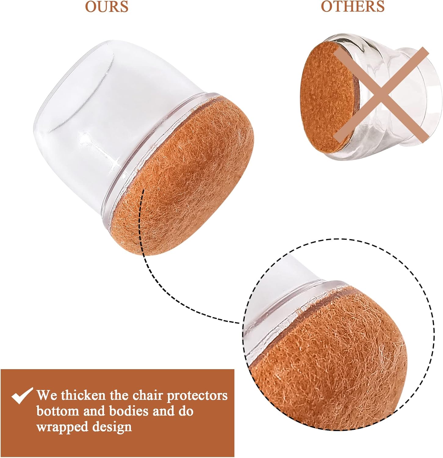 16Pcs Small Clear Silicone Chair Leg Caps 1 inch - Furniture Pads for Hardwood Floors - Round Floor Protectors