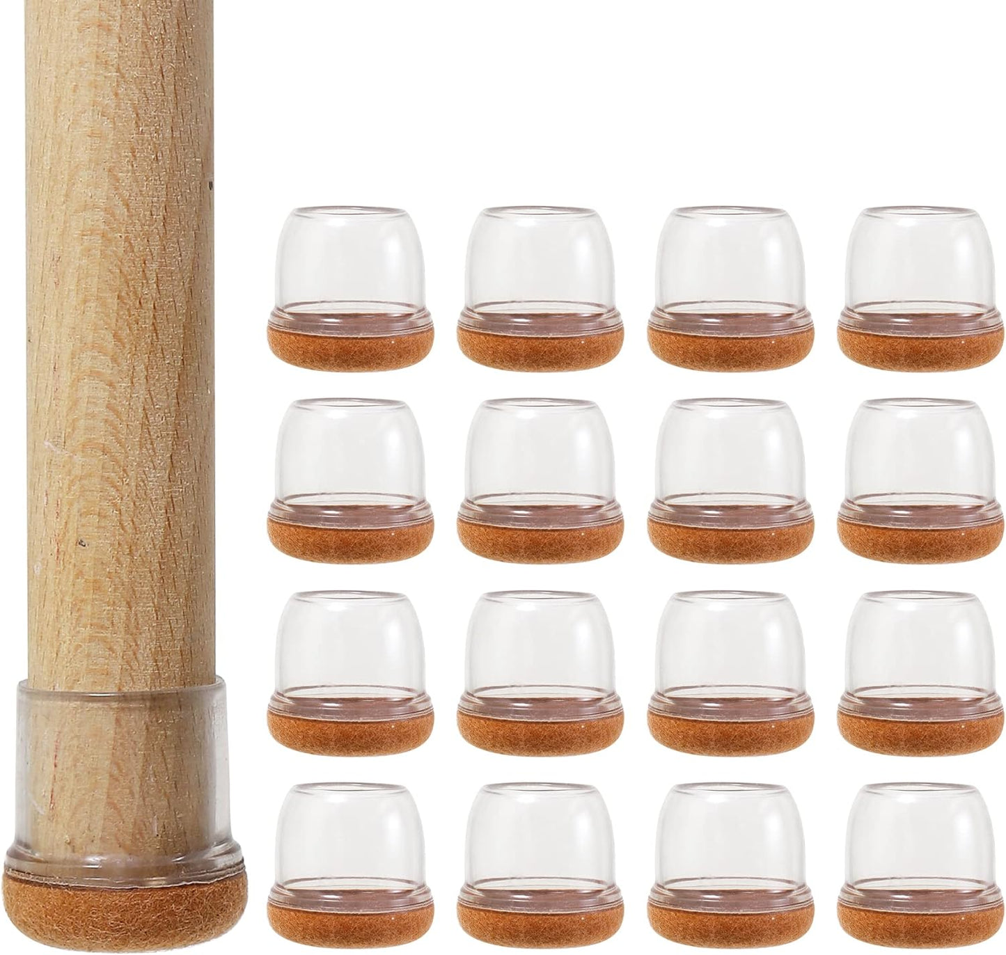 16Pcs Small Clear Silicone Chair Leg Caps 1 inch - Furniture Pads for Hardwood Floors - Round Floor Protectors