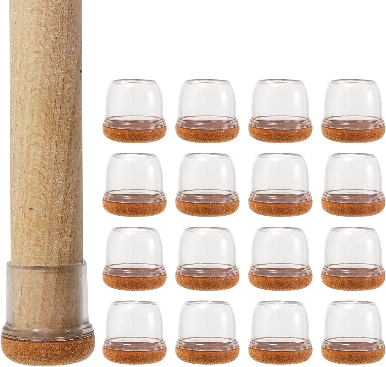 16Pcs Small Clear Silicone Chair Leg Caps 1 inch - Furniture Pads for Hardwood Floors - Round Floor Protectors