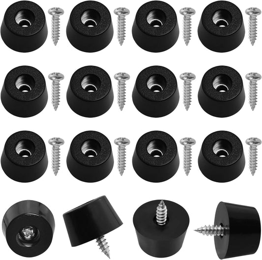 16PCS Soft Non Slip Black Rubber Bumpers Pads with Screws for Furniture, Electronics, Appliances - Non Marking Rubber Feet