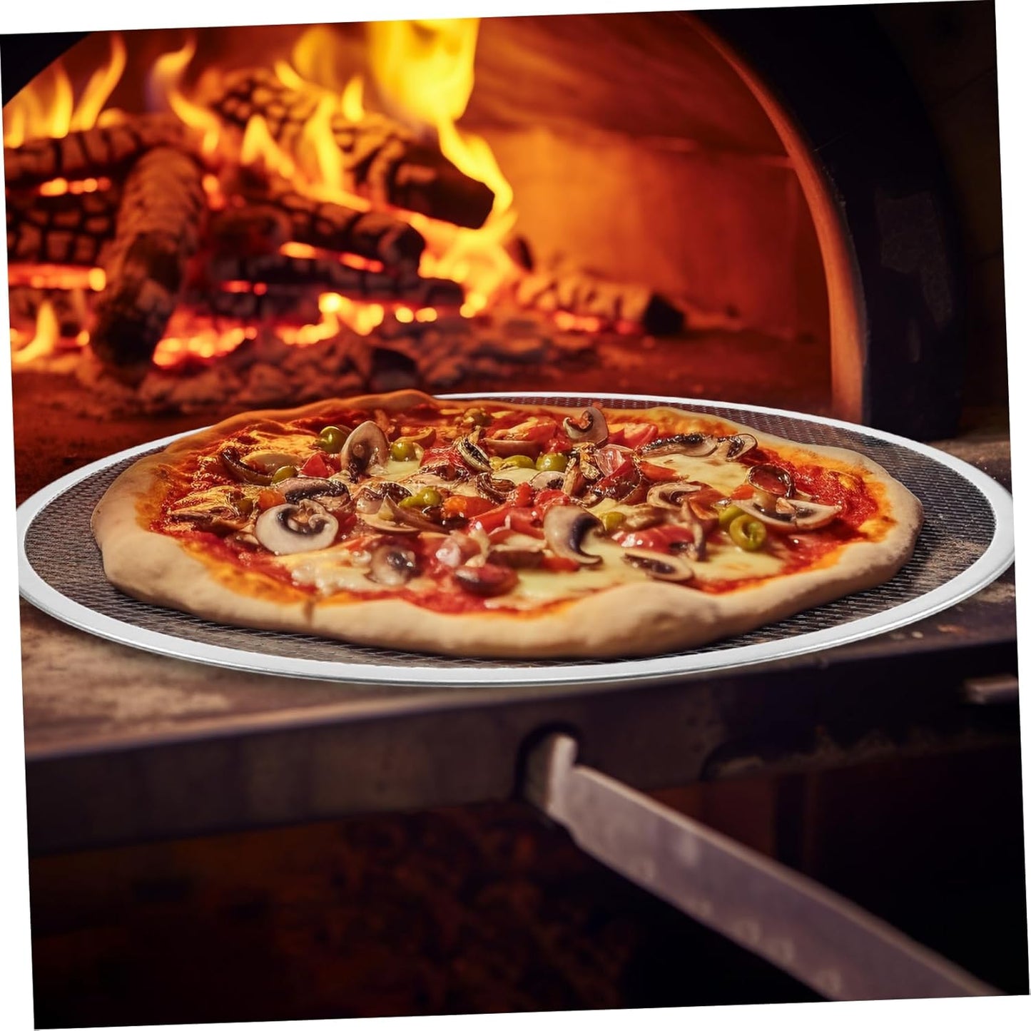 17 Inch Alipis Pizza Pan with Holes - Non Stick Pizza Baking Screen for Oven - Mesh Tray Cooling Rack Pie Pan - Pizza Oven Accessories