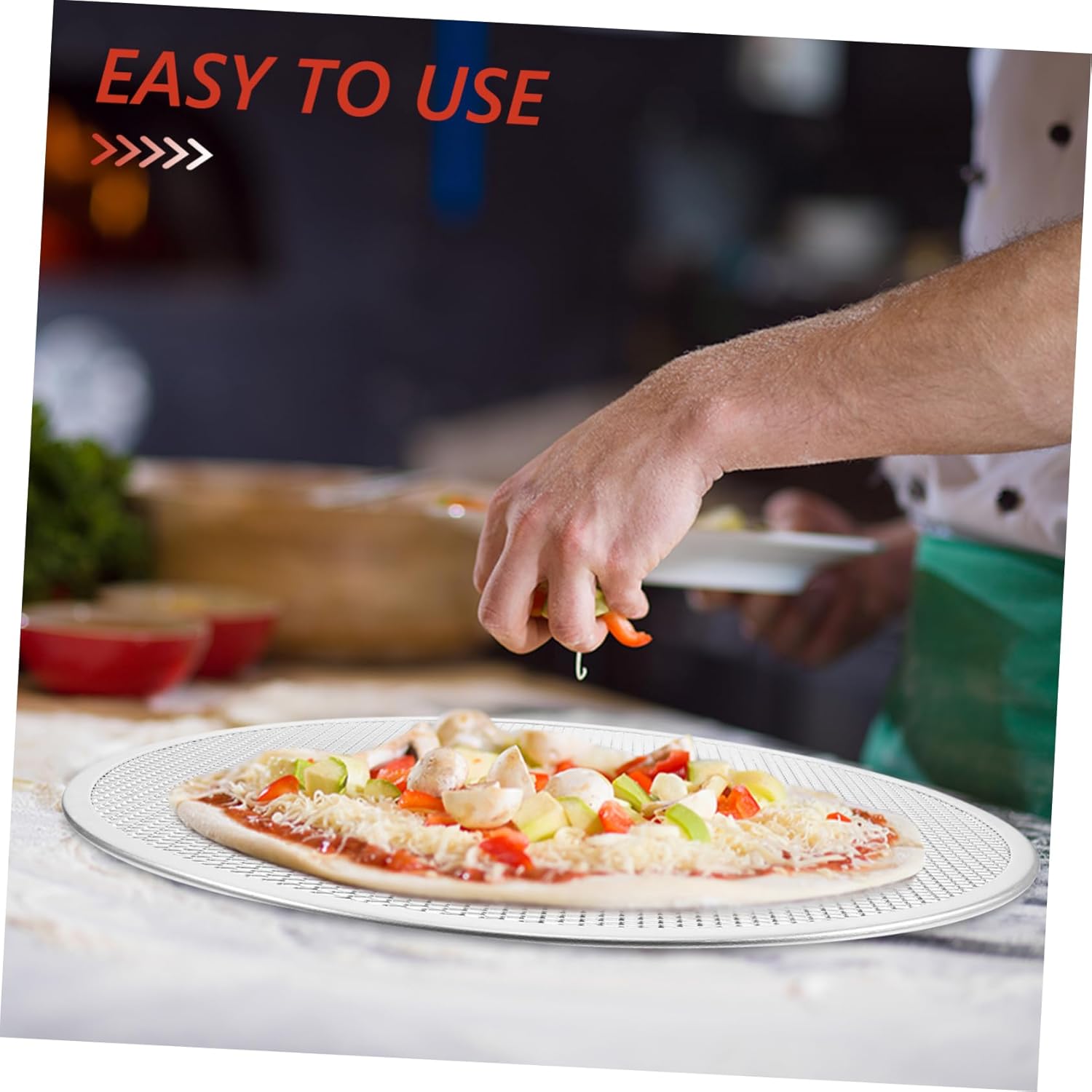 17 Inch Alipis Pizza Pan with Holes - Non Stick Pizza Baking Screen for Oven - Mesh Tray Cooling Rack Pie Pan - Pizza Oven Accessories