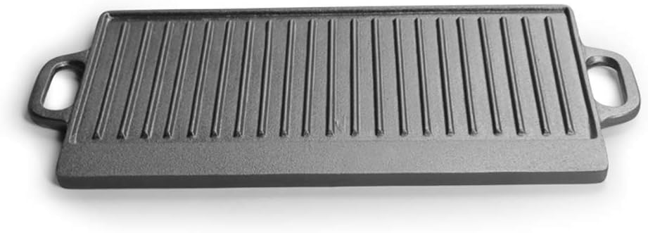 17-inch x 10-inch Rong Tian X Cast Iron Reversible Grill/Griddle Pan - Pre-Seasoned for Cooking Versatility