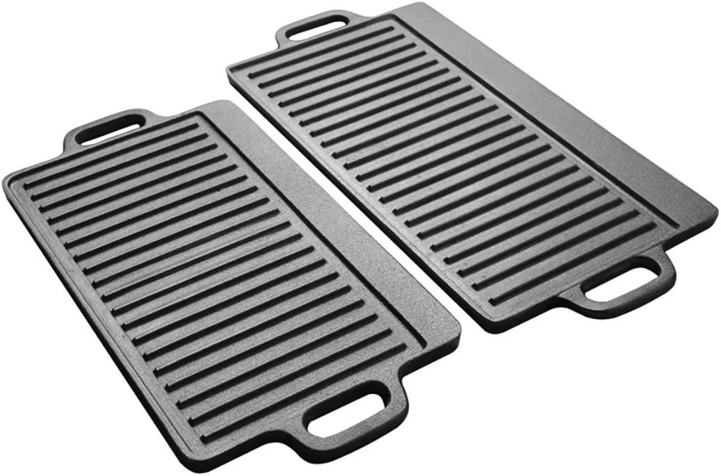 17-inch x 10-inch Rong Tian X Cast Iron Reversible Grill/Griddle Pan - Pre-Seasoned for Cooking Versatility