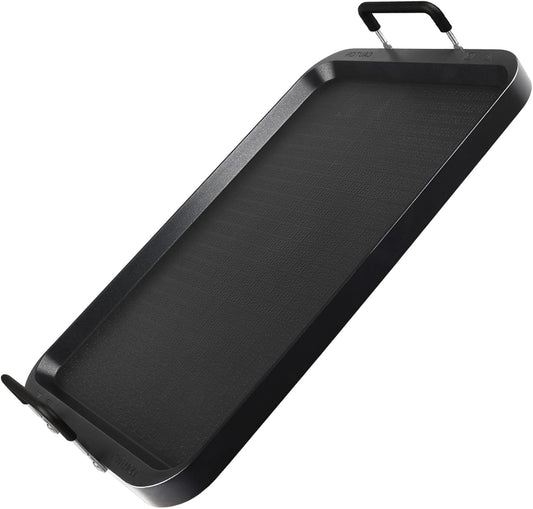 17" x 10.5" CukAid Non-Stick Aluminum Double Burner Griddle for Glass and Gas Stove, Warp-Resistant Flat Griddle for Breakfast and Camping, Indoor/Outdoor Use