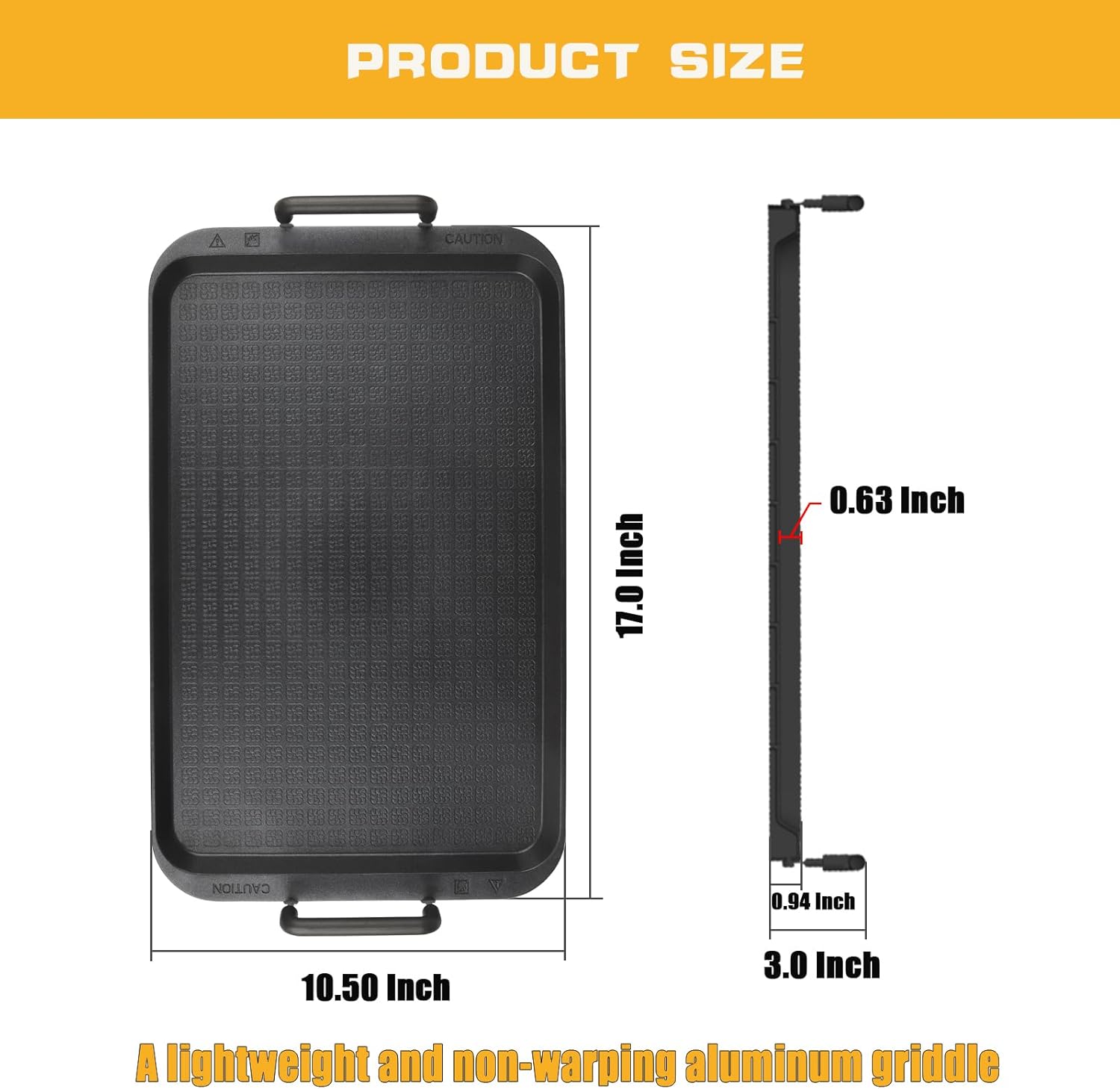 17" x 10.5" CukAid Non-Stick Aluminum Double Burner Griddle for Glass and Gas Stove, Warp-Resistant Flat Griddle for Breakfast and Camping, Indoor/Outdoor Use