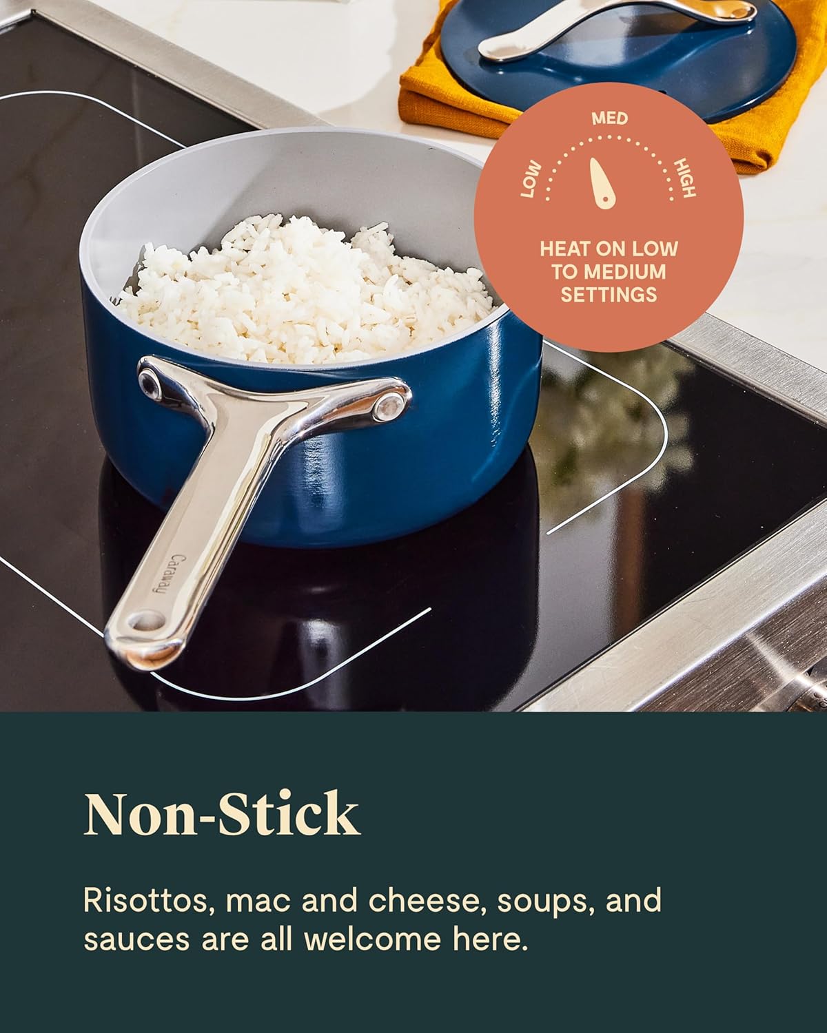 1.75 qt Caraway Ceramic Sauce Pan with Lid - Nonstick, PTFE & PFOA Free - Oven Safe, All Stovetops - Gray