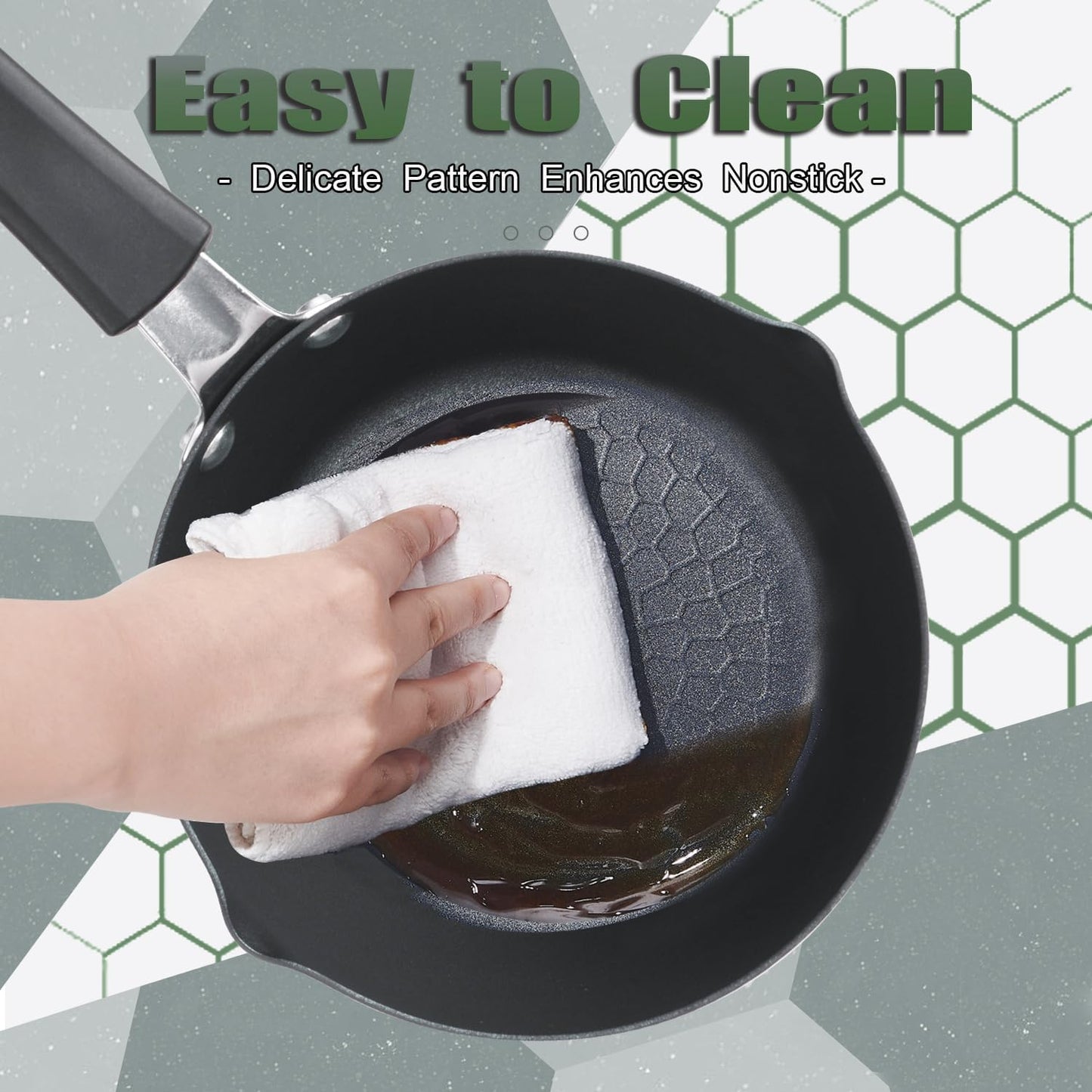 1.75QT Nonstick Sauce Pan with Lid and Pour Spouts - Handy Yukihira Sauce Pot for Cooking Soups, Noodles, and Hot Milk