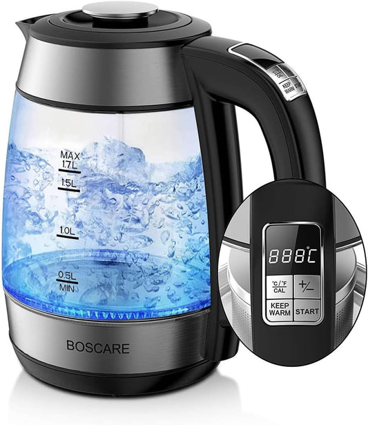 1.7L Electric Glass Kettle with 1500W Fast Boiling & Tea Infuser