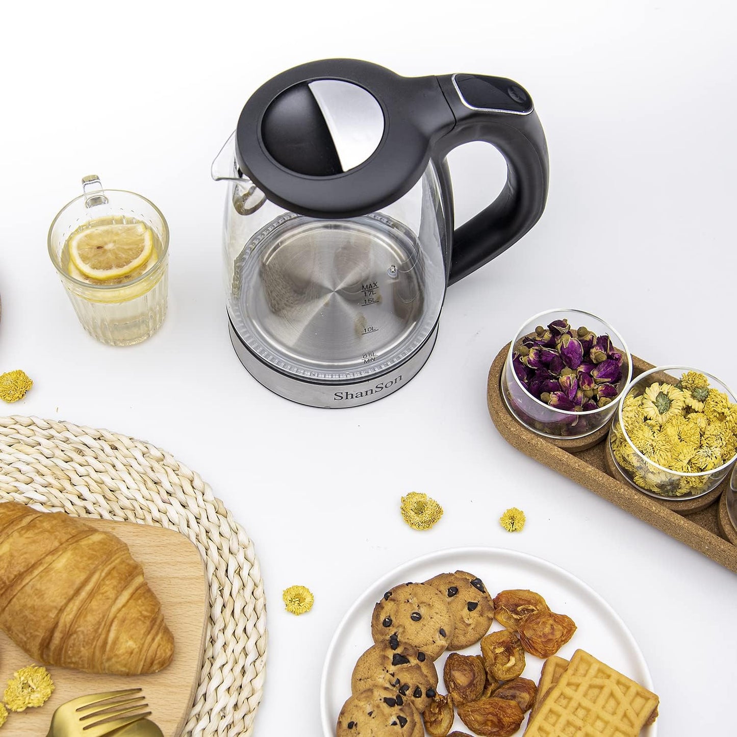 1.7L Electric Glass Kettle with Temperature Control - Fast Boiling Water Boiler, BPA Free, Auto Shut-off, LED Touch Screen, 2-Year Guarantee