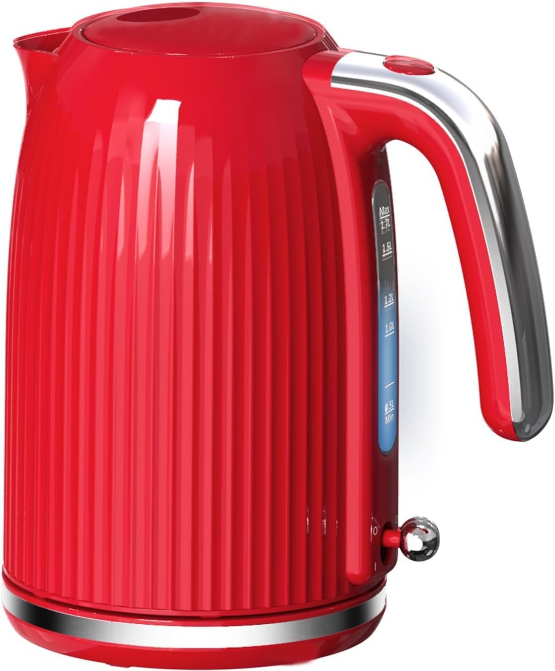 1.7L Electric Kettle with Quick Boil, 1500W, BPA-Free, Auto Shut Off, Boil Dry Protection, Easy Clean, Red