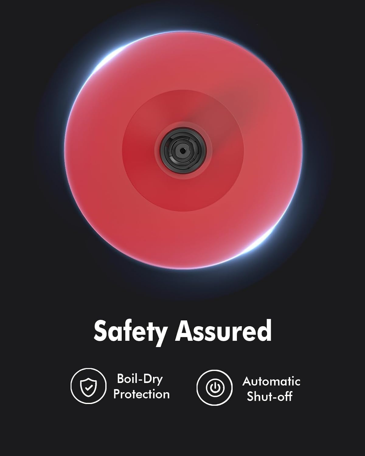 1.7L Electric Kettle with Quick Boil, 1500W, BPA-Free, Auto Shut Off, Boil Dry Protection, Easy Clean, Red