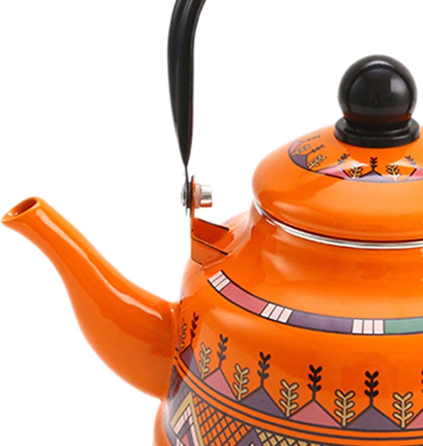 1.7L Enamel Tea Kettle Pot - Easy to Carry & Fill Water Jug for Kitchen Decor - Red/Orange Enamelware Boiling Pot for Home