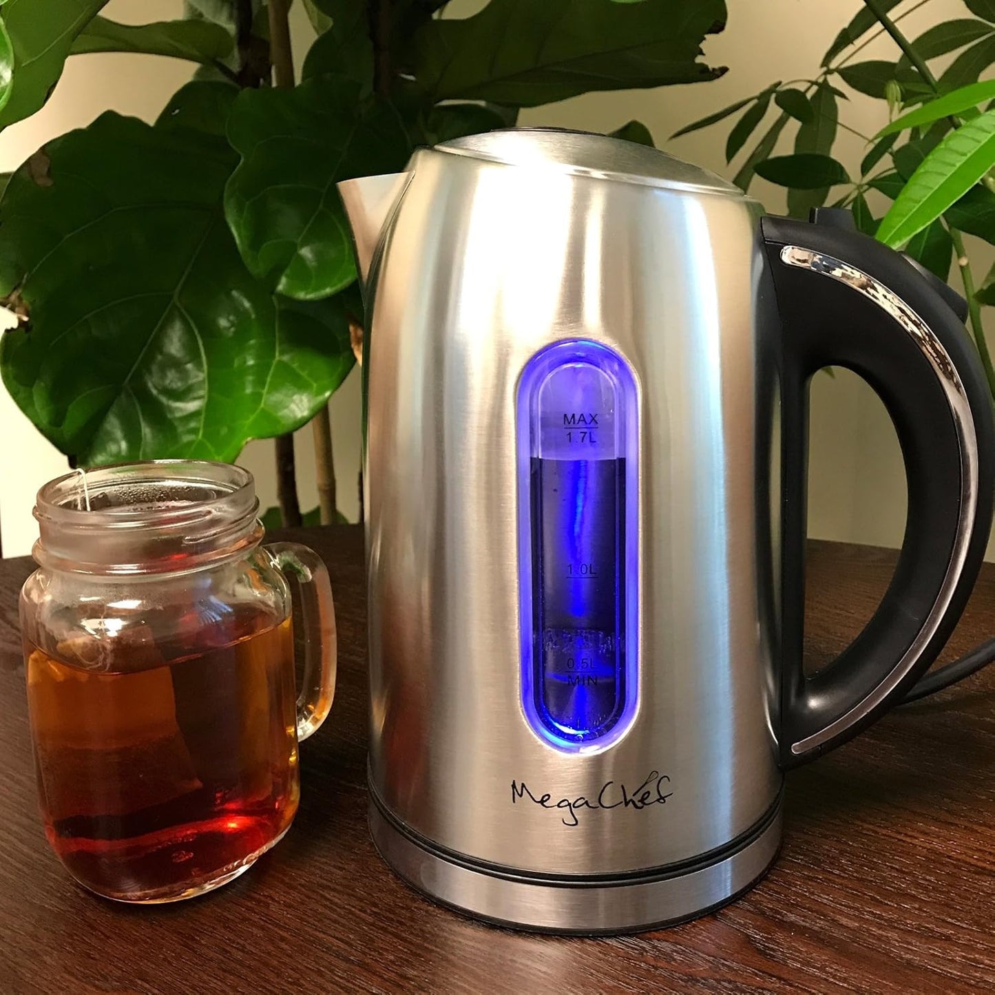 1.7L Megachef Silver Electric Kettle with Fast Boil Technology