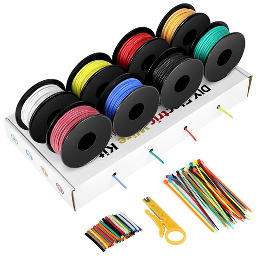 18 AWG Silicone Electrical Wire Kit - 8 Colors, 30FT Each - Flexible Tinned Copper Hook Up Wire for DIY Electronics, Automotive, Breadboard - Model Car Power Wiring Kit