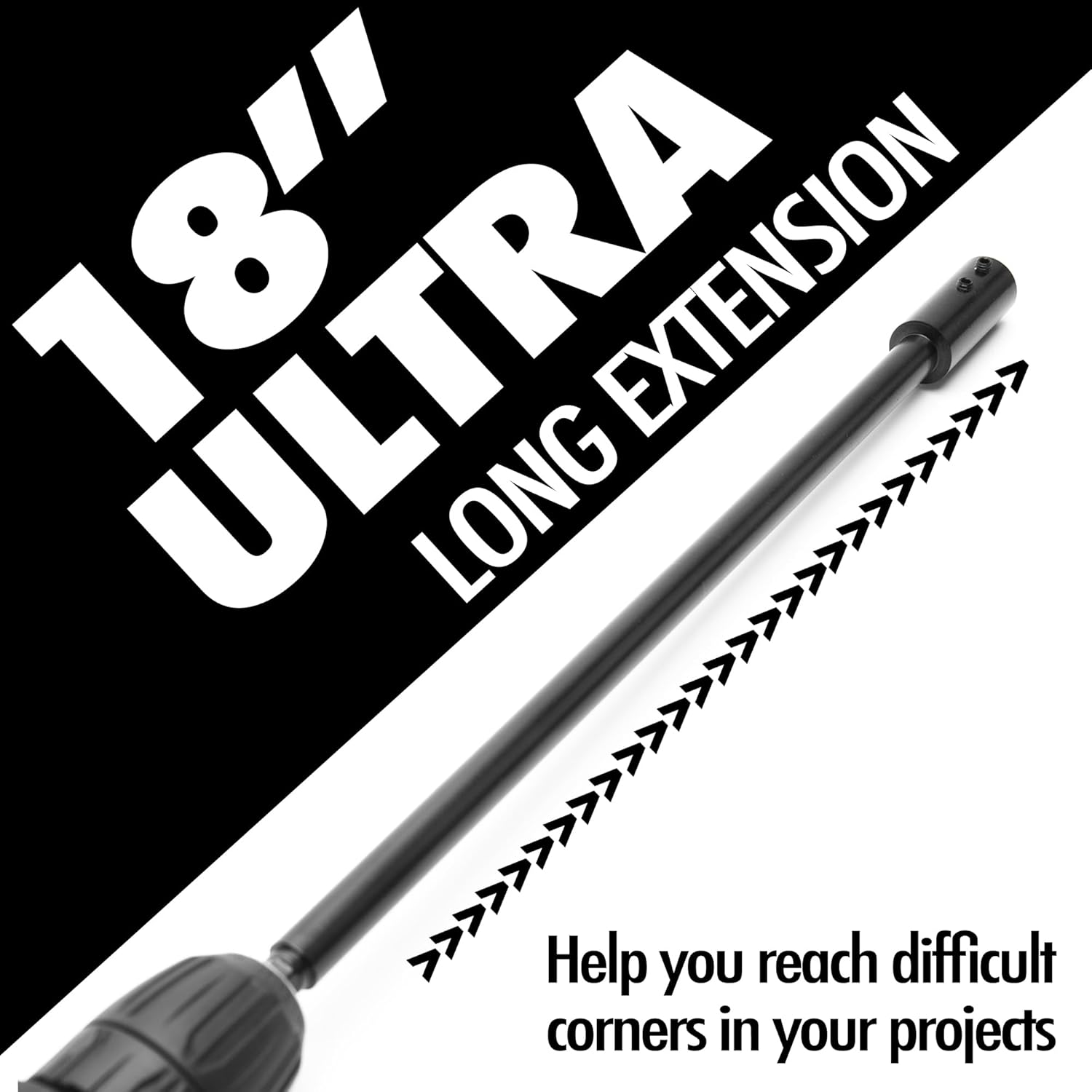 18" Forstner Bit Extension for 3/8" Shank, Hole Saw Chuck Extender for Extra Drilling Depth