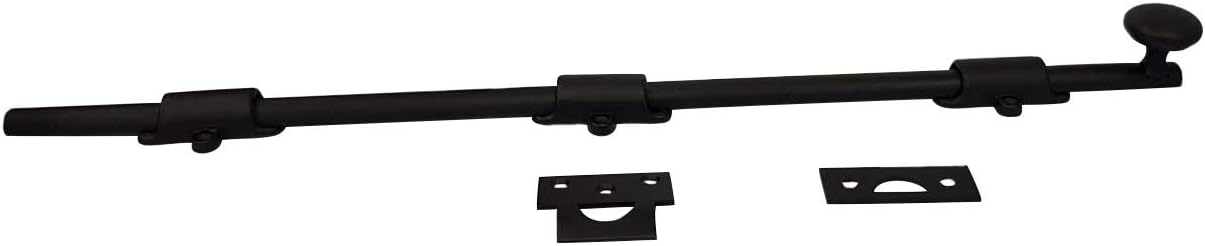 18" Matte Black Dutch Door Bolt - Solid Brass Construction - Made in Taiwan - 1 Pack