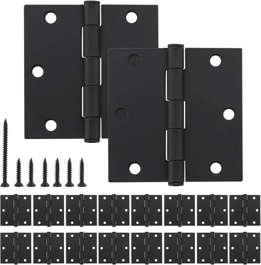 18-Pack Black 3.5 in. x 3.5 in. Square Standard Door Hinges for Residential Interior Bedroom