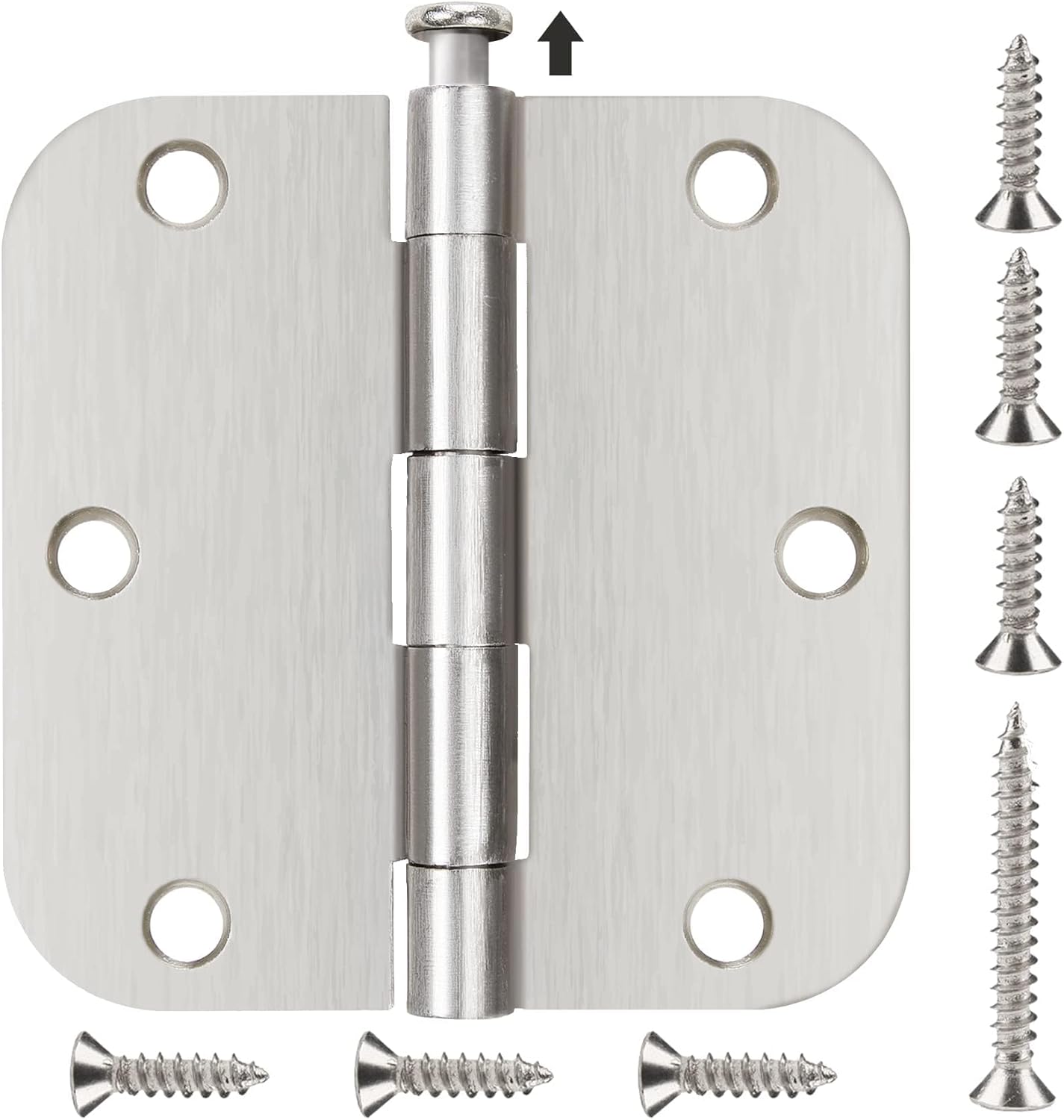 18-Pack Brushed Nickel Interior Door Hinges - 3.5 Inch with 5/8” Radius Corners - Silver Hardware Controls - WildKart