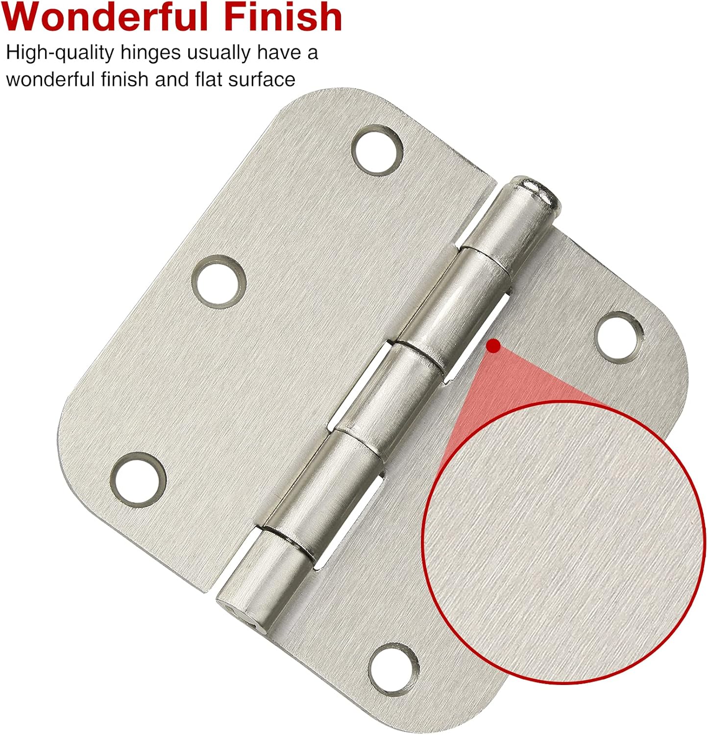 18-Pack Brushed Nickel Interior Door Hinges - 3.5 Inch with 5/8” Radius Corners - Silver Hardware Controls - WildKart