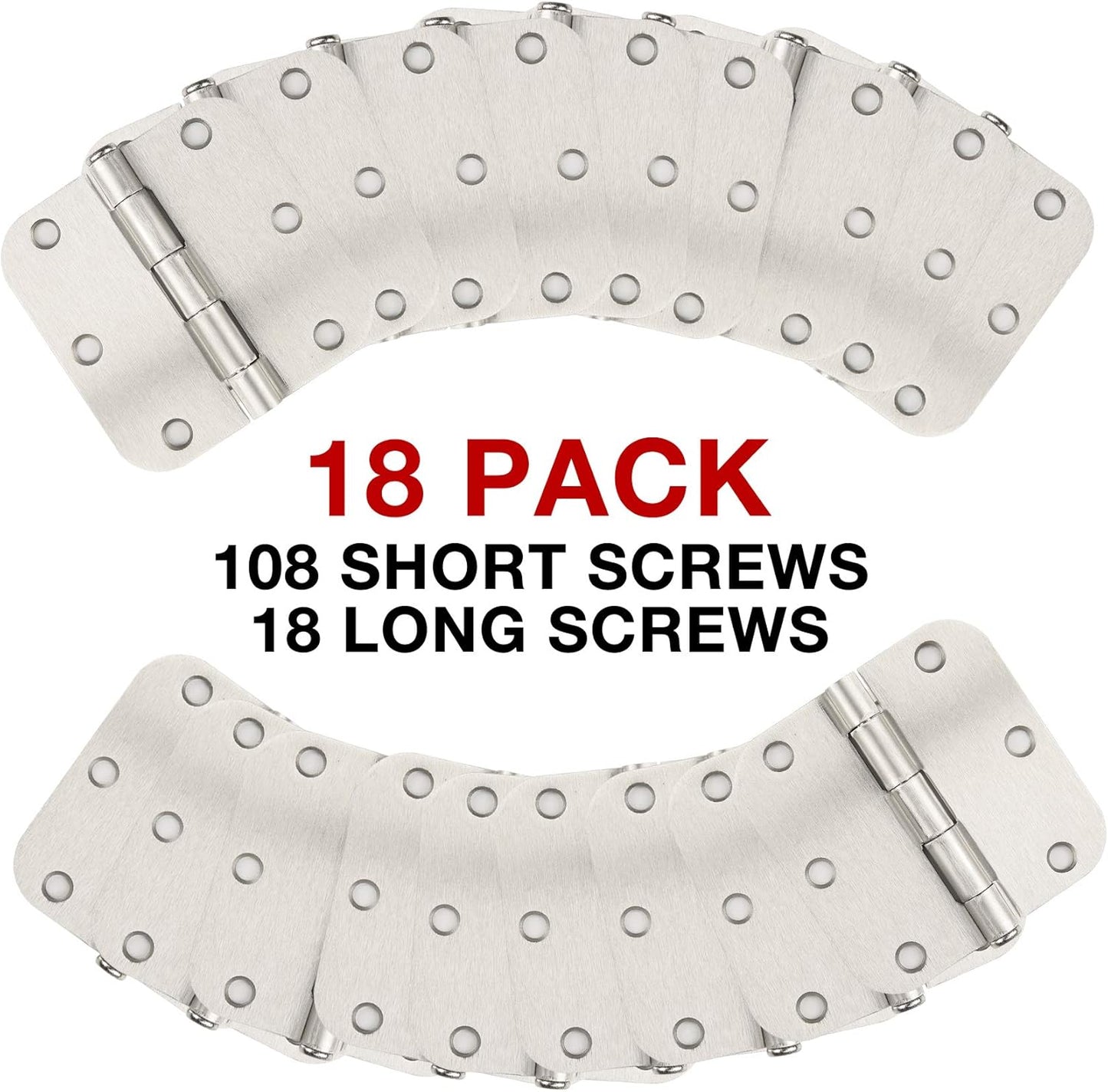 18-Pack Brushed Nickel Interior Door Hinges - 3.5 Inch with 5/8” Radius Corners - Silver Hardware Controls - WildKart