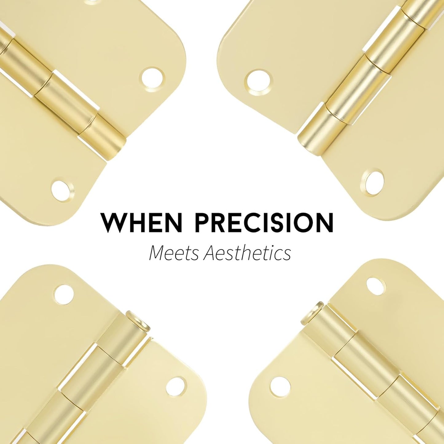 18-Pack Goldenwarm 3.5" Polished Brass Door Hinges - 3.5x3.5" with 5/8" Radius Corners - Bright Gold Interior Hardware