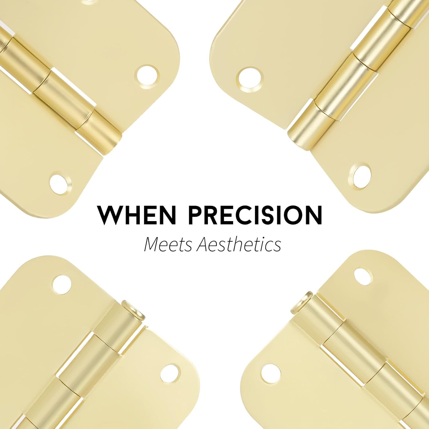 18-Pack Goldenwarm 3.5" Polished Brass Door Hinges - 3.5x3.5" with 5/8" Radius Corners - Bright Gold Interior Hardware