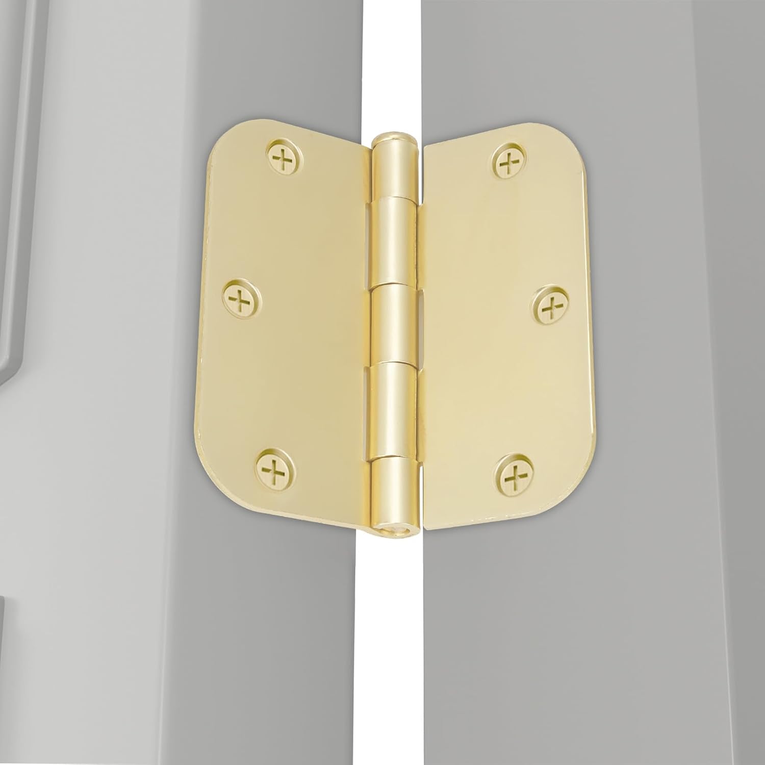 18-Pack Goldenwarm 3.5" Polished Brass Door Hinges - 3.5x3.5" with 5/8" Radius Corners - Bright Gold Interior Hardware
