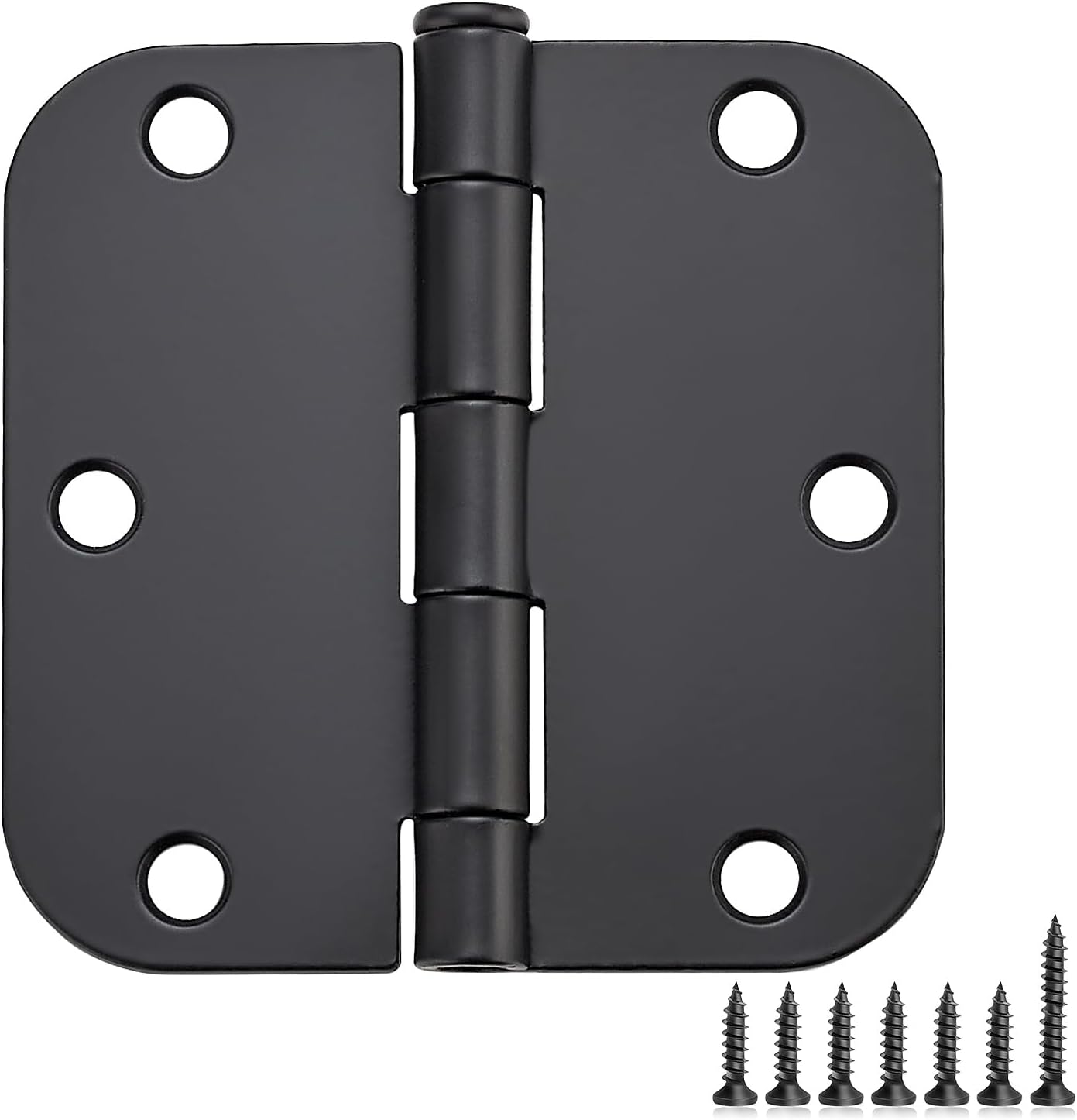 18 Pack Matte Black Door Hinges 3.5"x 3.5" with 5/8" Radius Corners - Steel Bifold Residential Standard Hinges for Interior Doors - WildKart