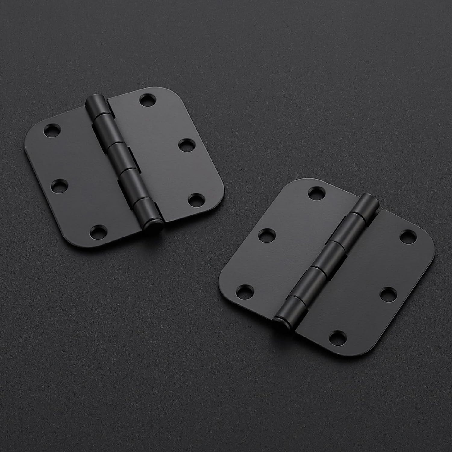 18 Pack Matte Black Door Hinges 3.5"x 3.5" with 5/8" Radius Corners - Steel Bifold Residential Standard Hinges for Interior Doors - WildKart