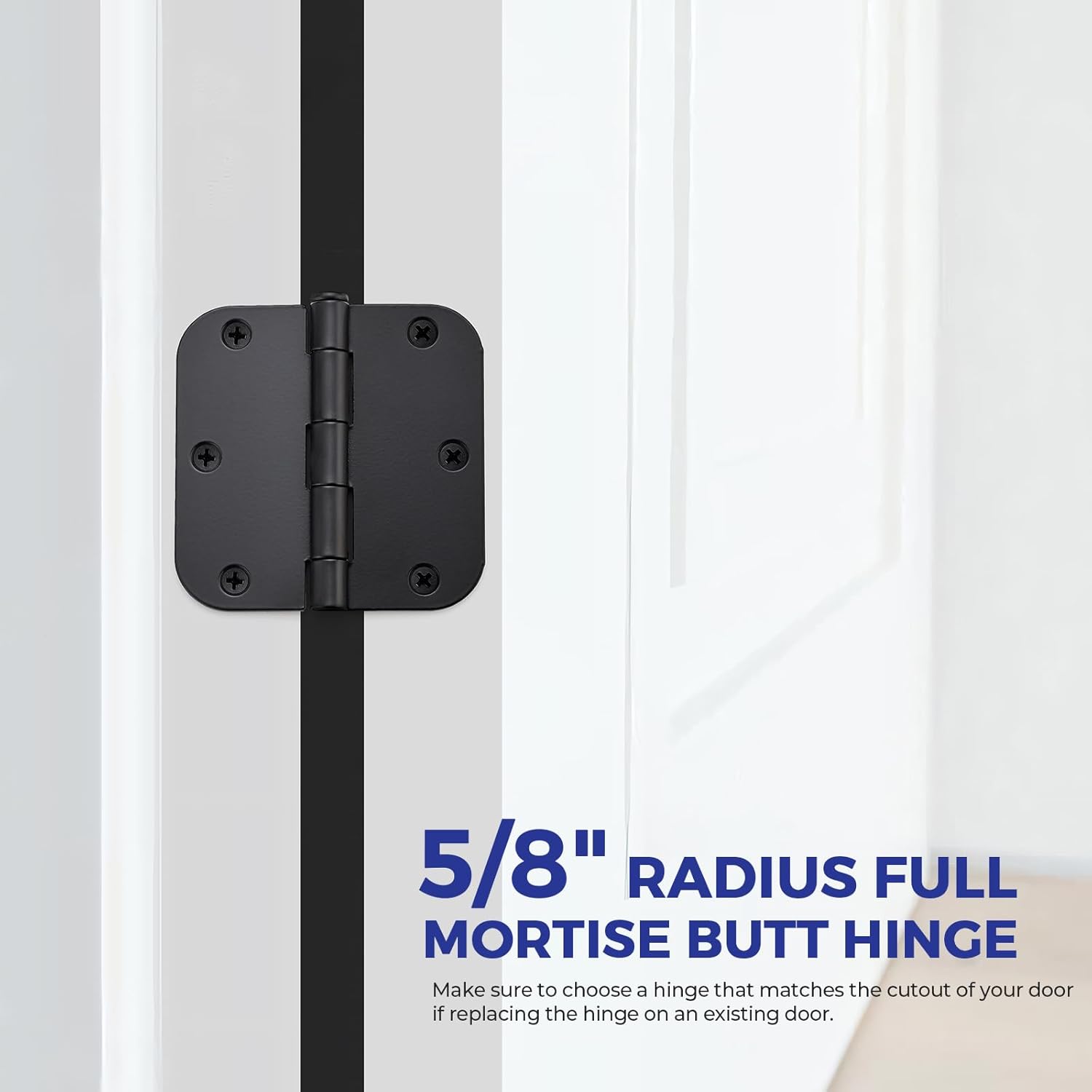 18 Pack Matte Black Door Hinges 3.5"x 3.5" with 5/8" Radius Corners - Steel Bifold Residential Standard Hinges for Interior Doors - WildKart