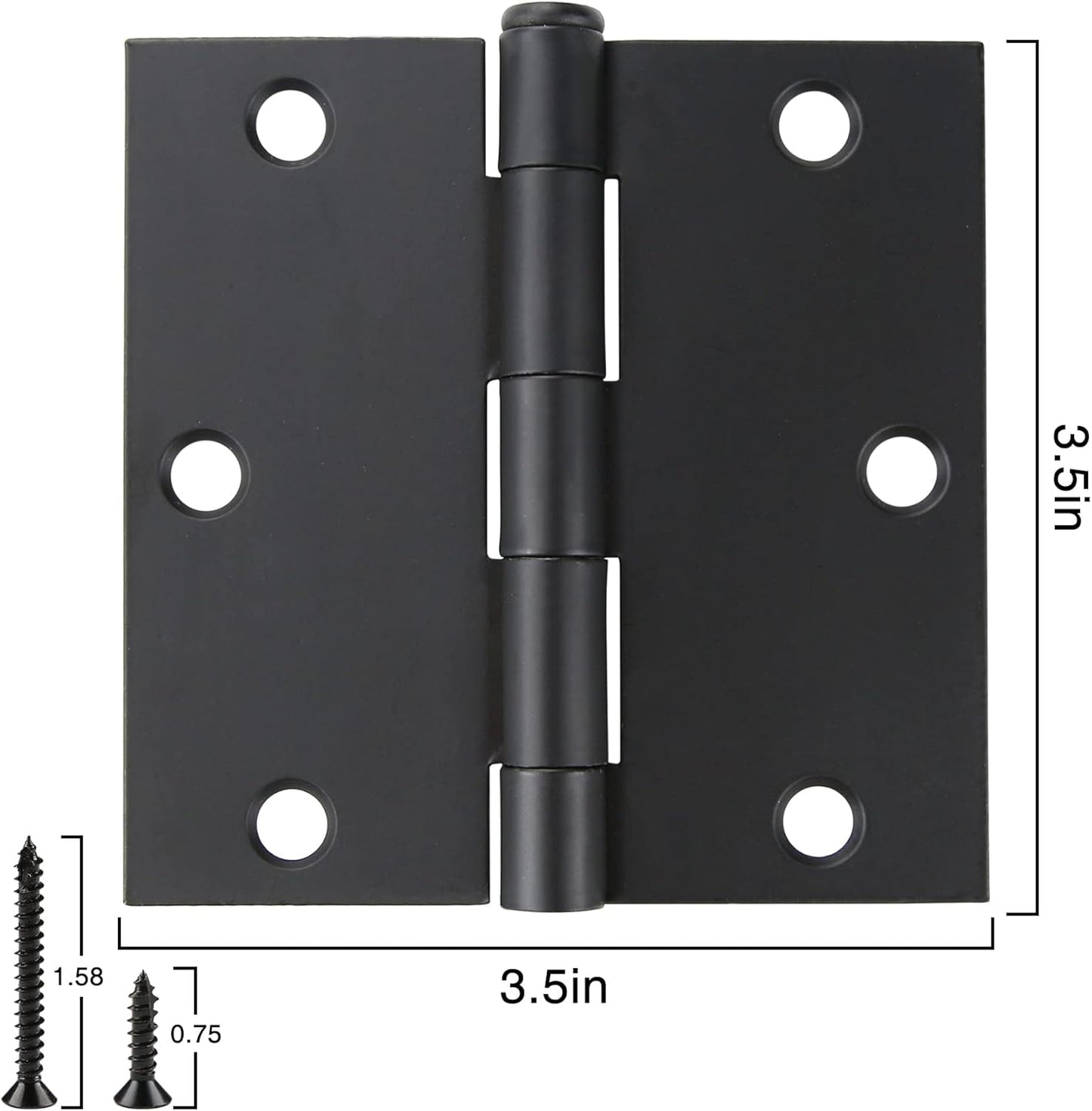 18 Pack Matte Black Heavy-Duty Interior Door Hinges 3.5 x 3.5 Inch with Square Corners - Ideal for Standard Bedroom, Office, RV, Garage, Shed, or Treehouse Doors