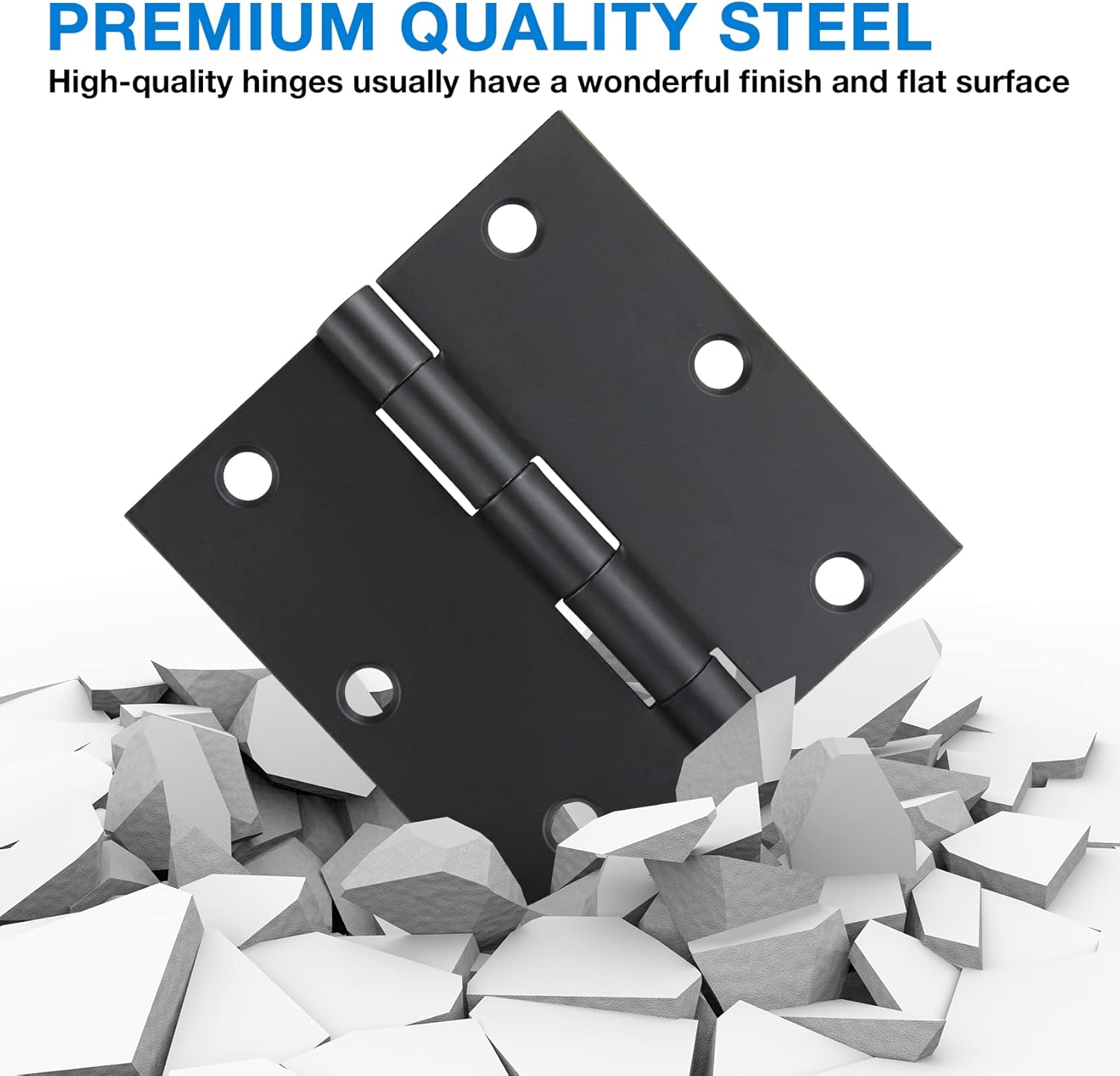 18 Pack Matte Black Heavy-Duty Interior Door Hinges 3.5 x 3.5 Inch with Square Corners - Ideal for Standard Bedroom, Office, RV, Garage, Shed, or Treehouse Doors